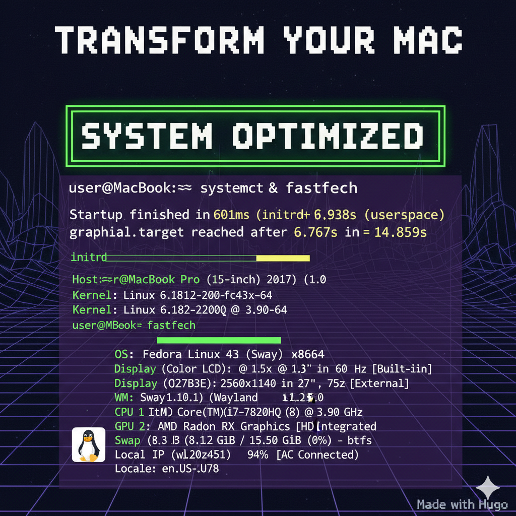 Fedora performances tweaks for Macbook Pro 2017